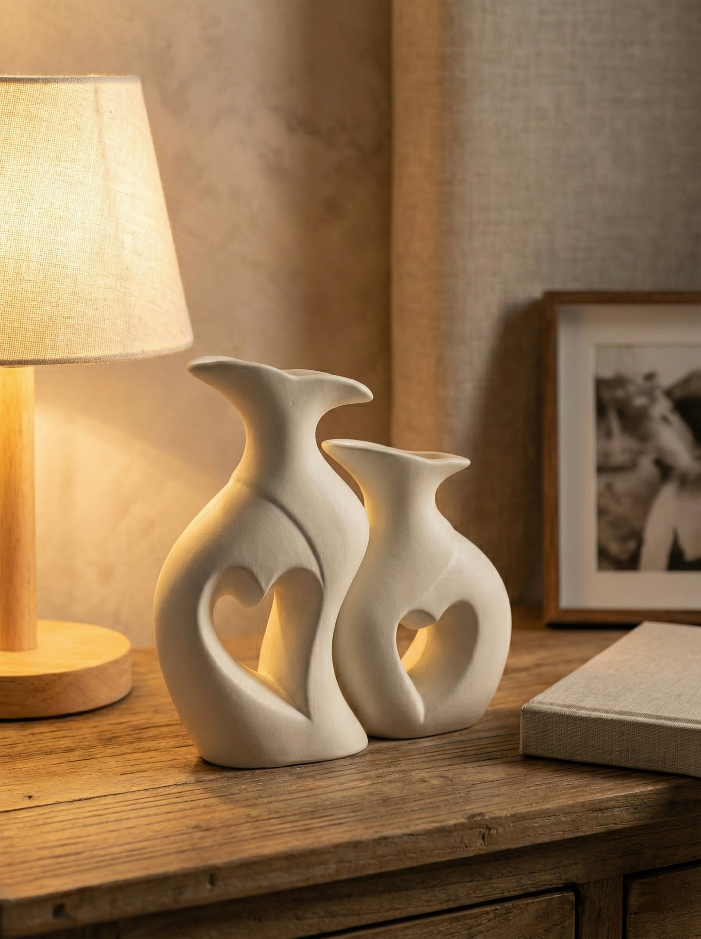 Eternal Heart Duo Ceramic Vase Set