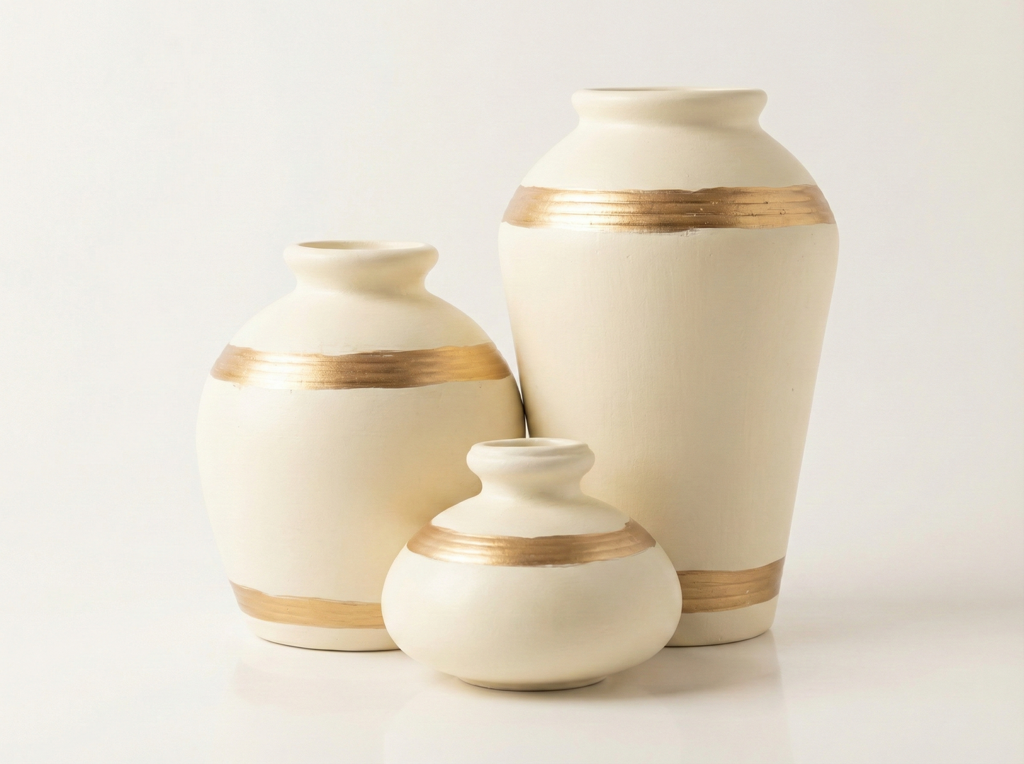 Auric Horizon Ceramic Vase Trio