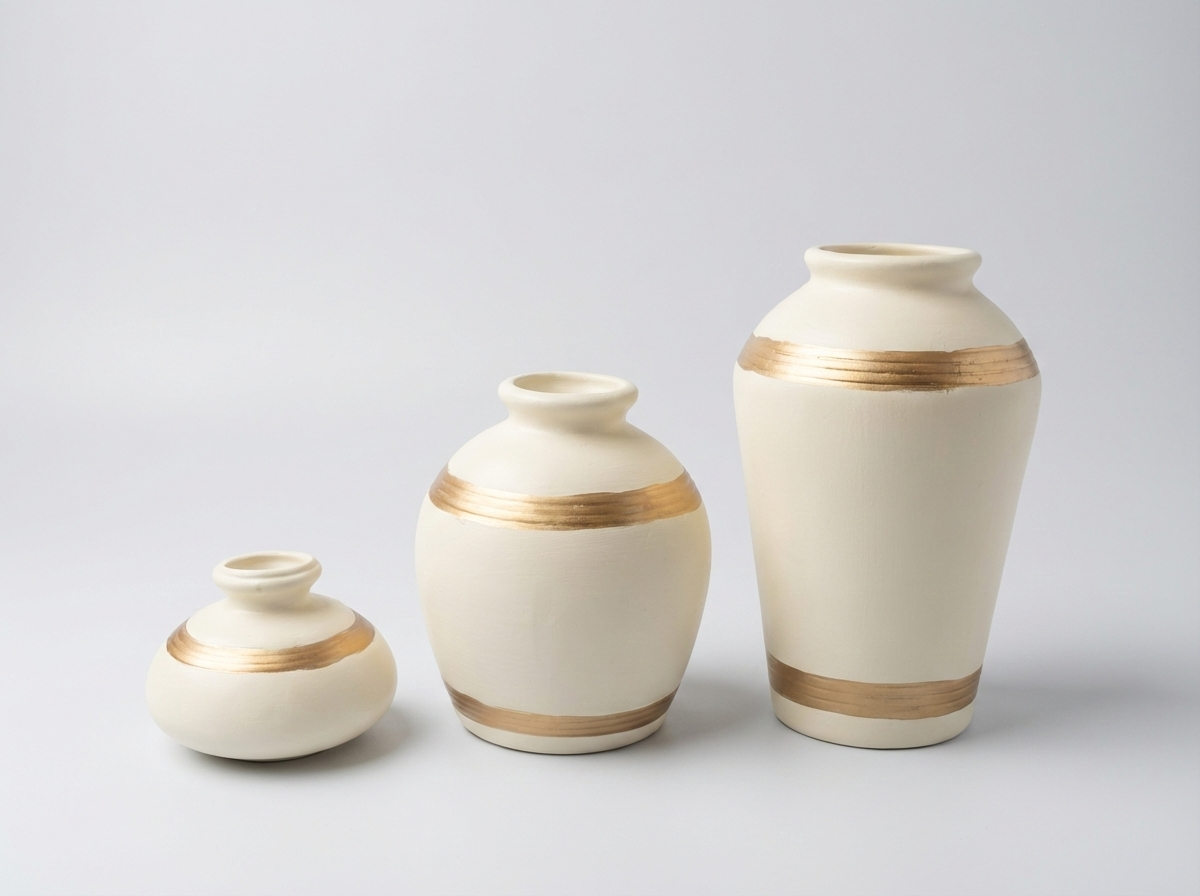 Auric Horizon Ceramic Vase Trio