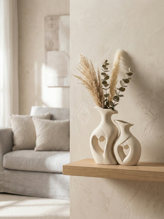 Eternal Heart Duo Ceramic Vase Set
