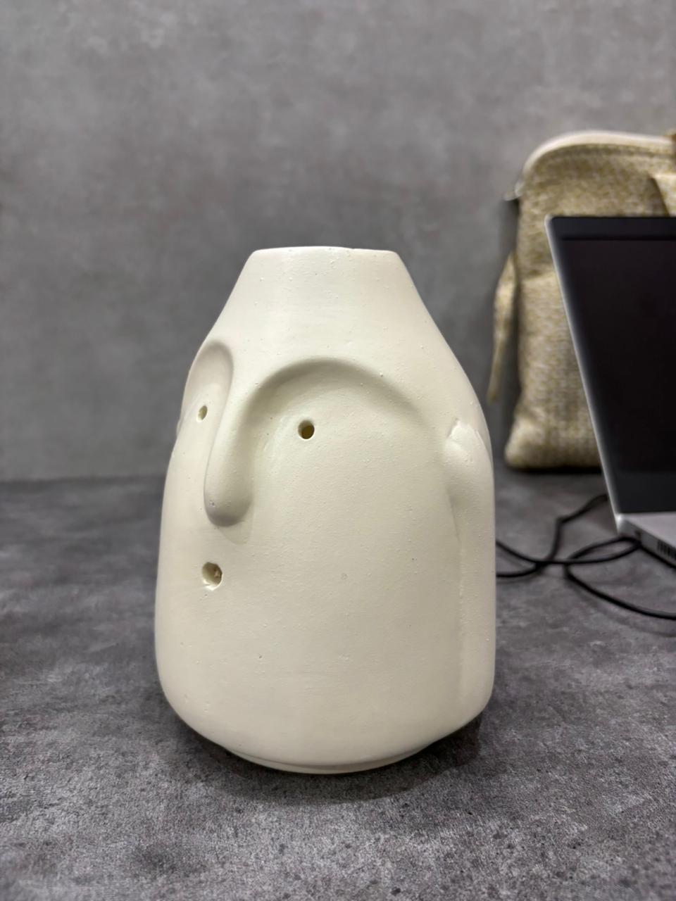 Serene Visage Ceramic Vase Trio